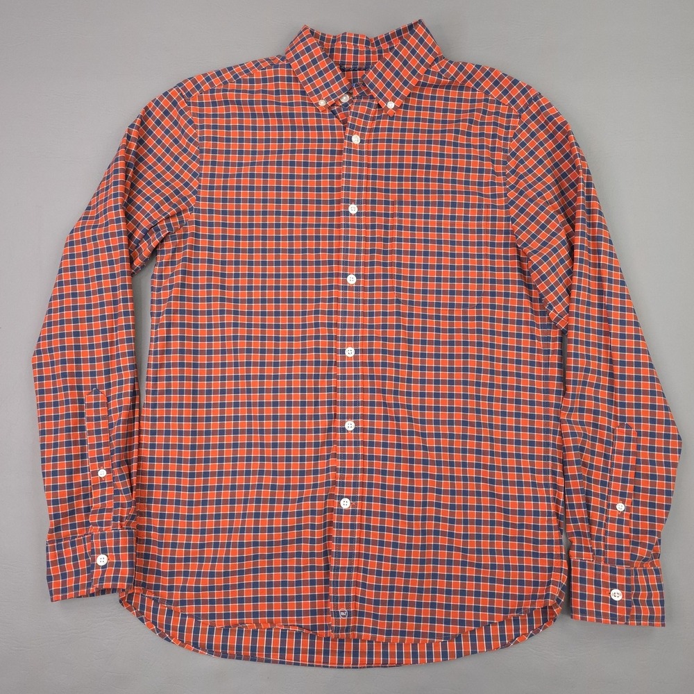 Vineyard Vines Shirt Men Small Orange Check Long Sleeve Brrr Cooling Stretch OTG - Picture 2 of 12